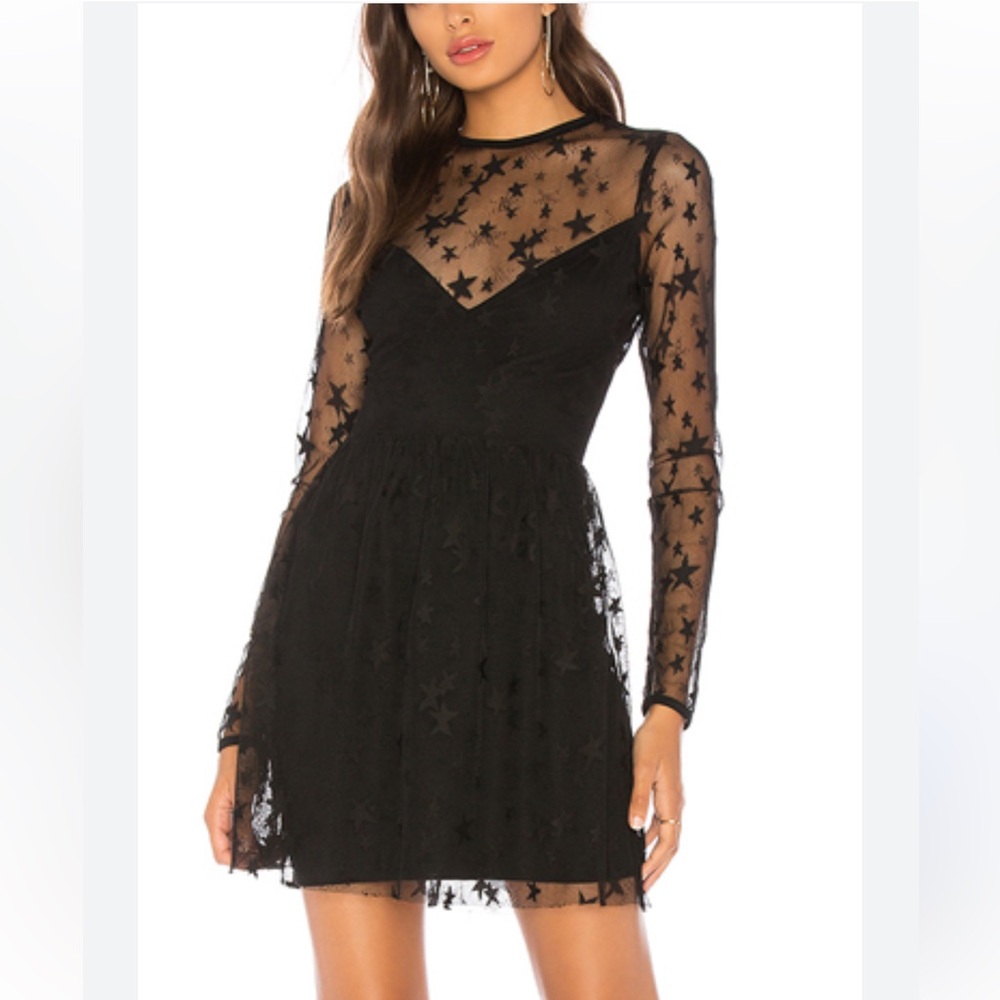 NWT By The Way. Abel Sheer Skater Dress in Black
Star Size S